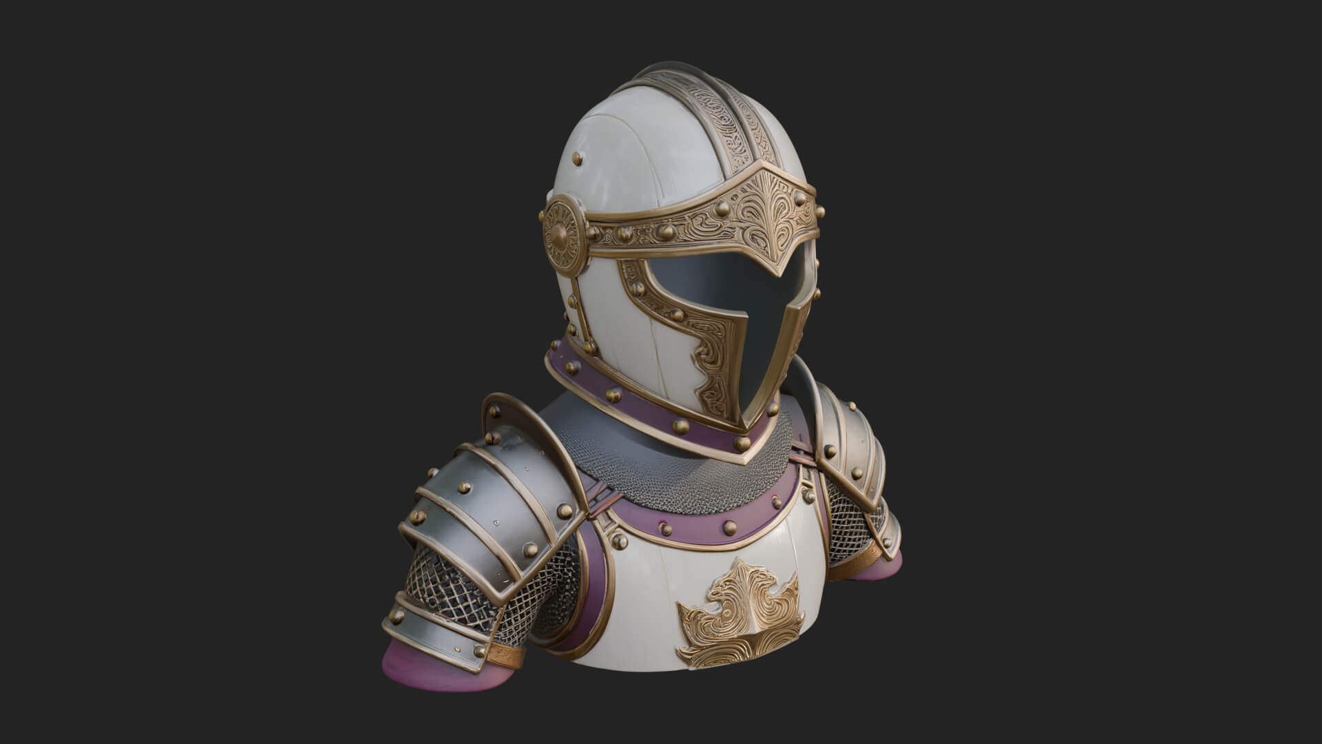 Knight Great Helm Bust Design 4 3D Print Model 3D Model