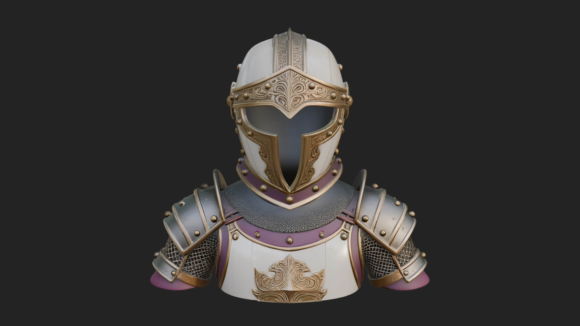 Knight Great Helm Bust Design 4 3D Print Model 3D Model