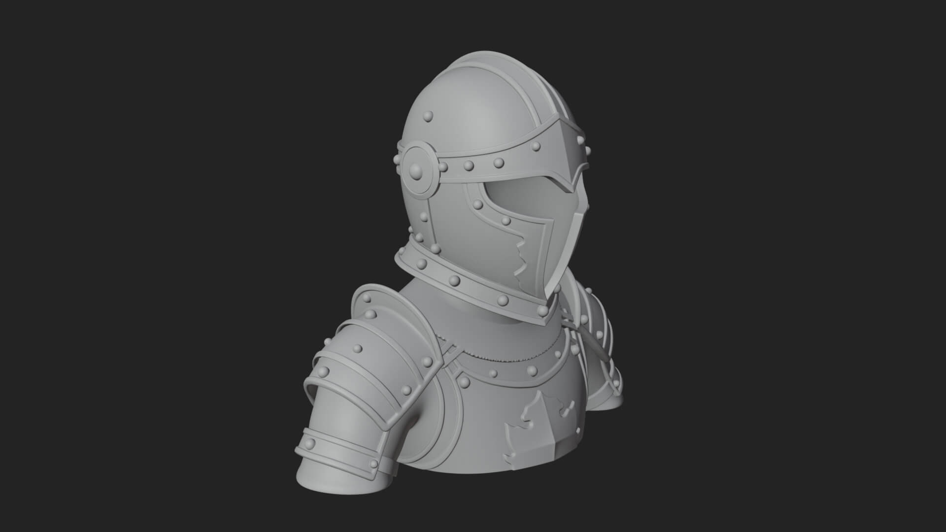 Knight Great Helm Bust Design 4 3D Print Model 3D Model