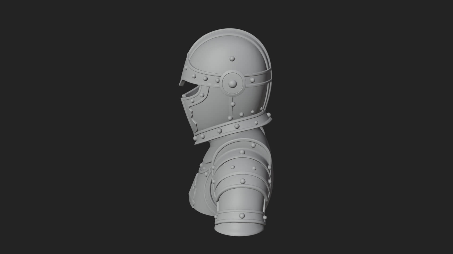 Knight Great Helm Bust Design 4 3D Print Model 3D Model