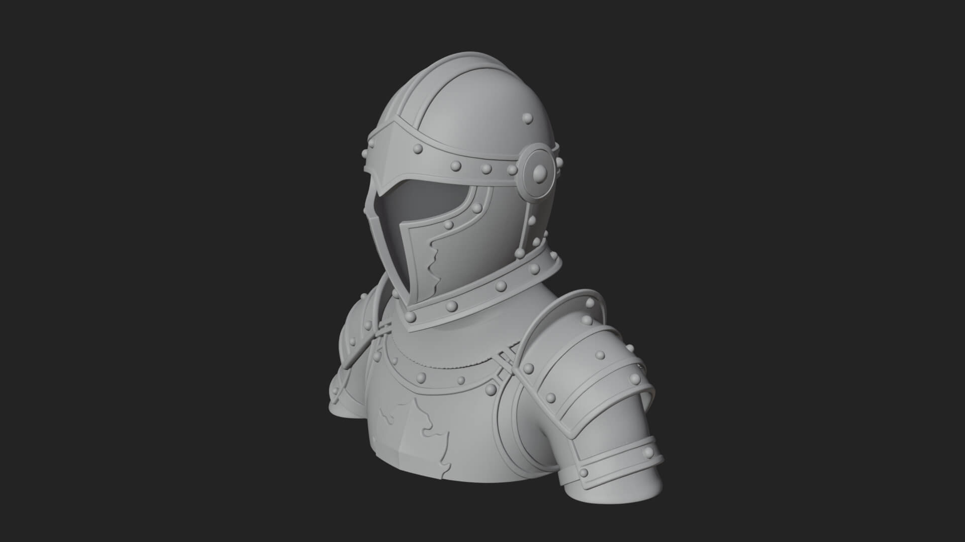 Knight Great Helm Bust Design 4 3D Print Model 3D Model