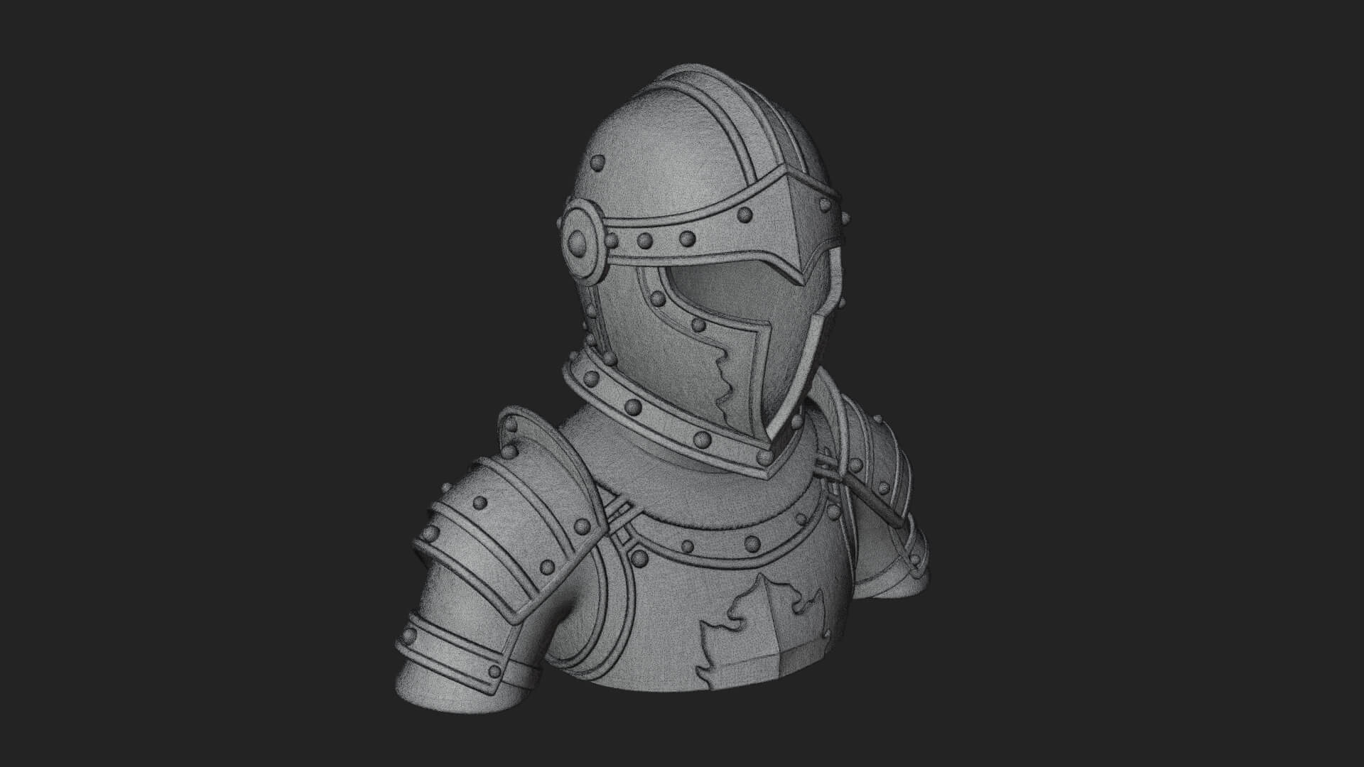 Knight Great Helm Bust Design 4 3D Print Model 3D Model