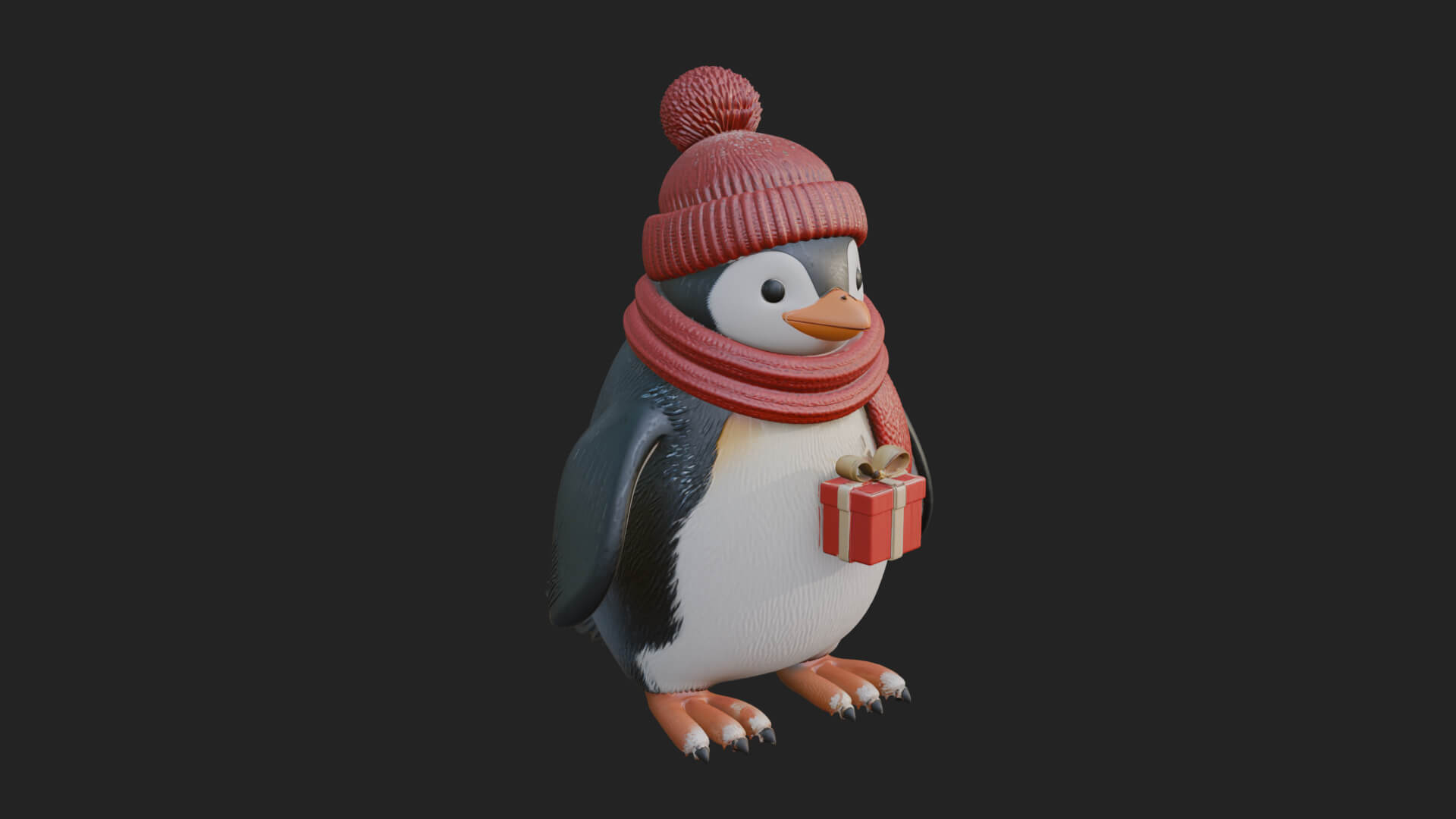 Knit Hat Penguin Statue Design 1 3D Print Model 3D Model