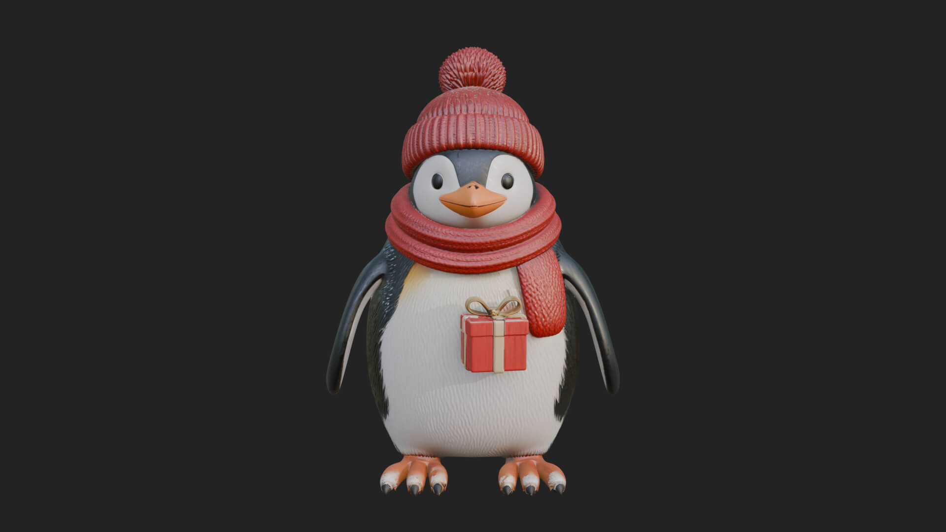 Knit Hat Penguin Statue Design 1 3D Print Model 3D Model