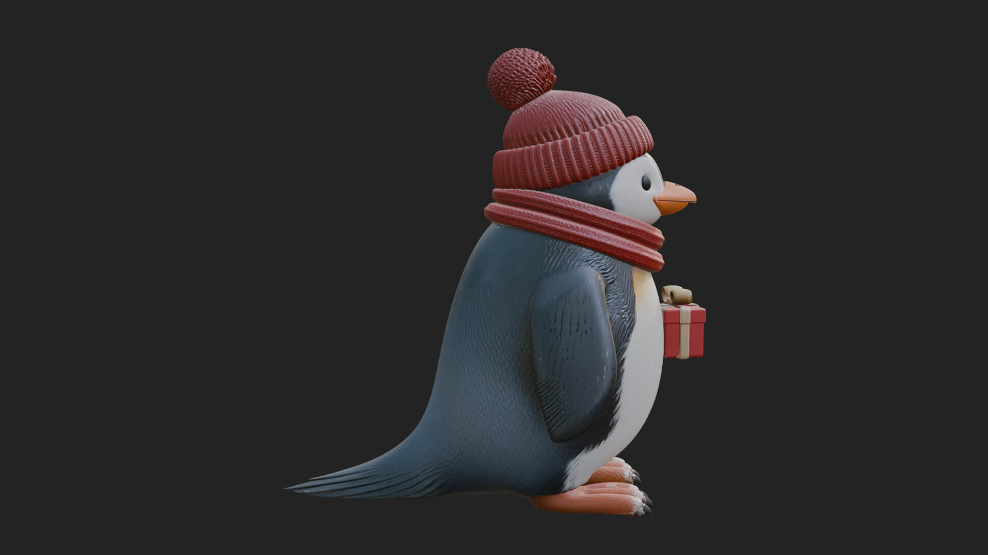 Knit Hat Penguin Statue Design 1 3D Print Model 3D Model