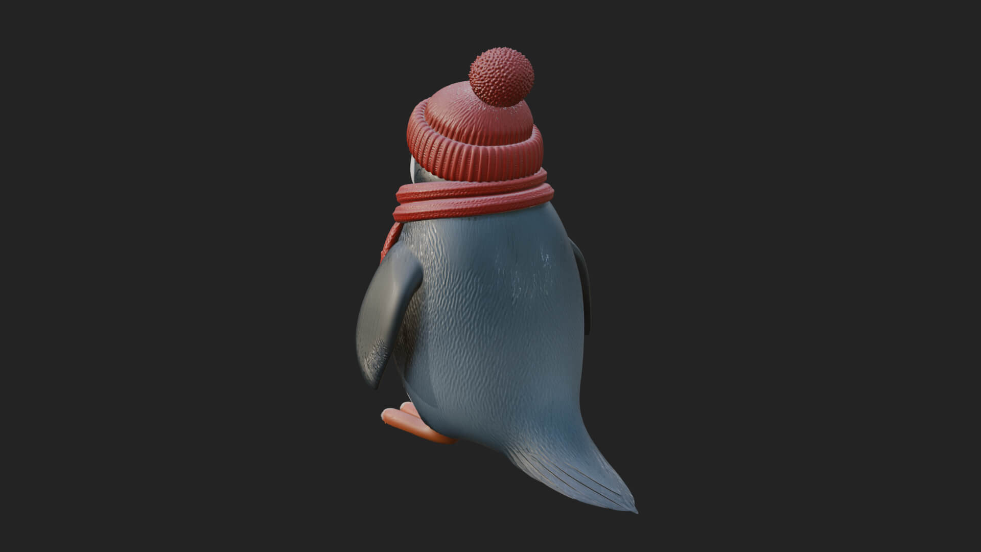 Knit Hat Penguin Statue Design 1 3D Print Model 3D Model