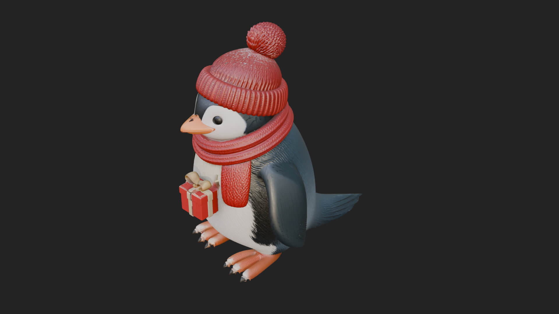Knit Hat Penguin Statue Design 1 3D Print Model 3D Model