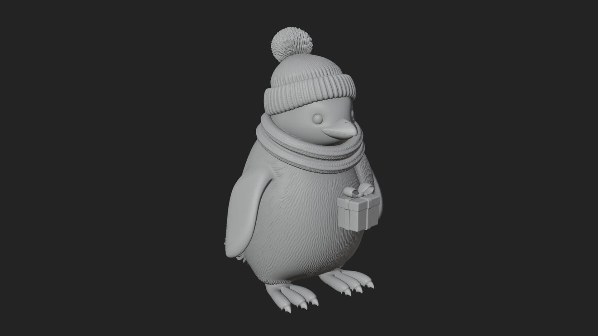 Knit Hat Penguin Statue Design 1 3D Print Model 3D Model
