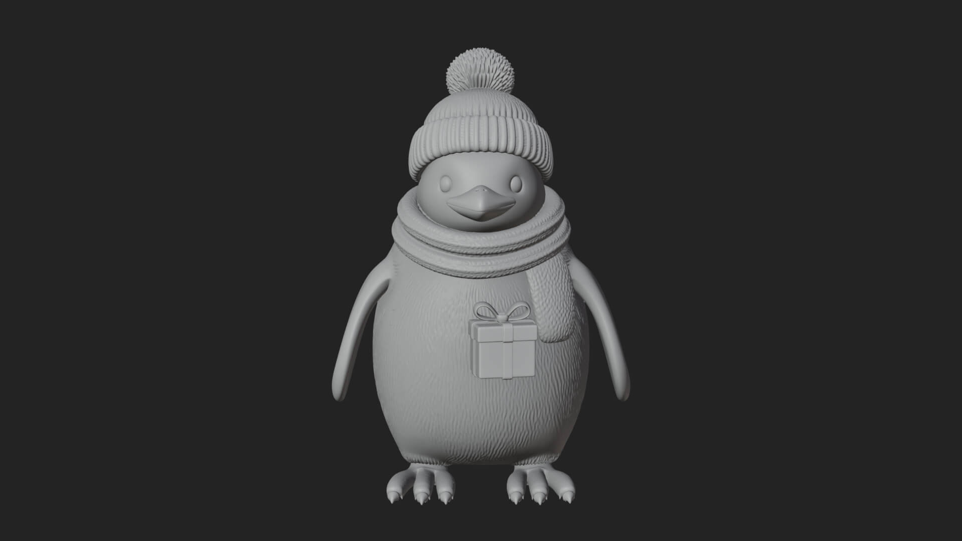 Knit Hat Penguin Statue Design 1 3D Print Model 3D Model