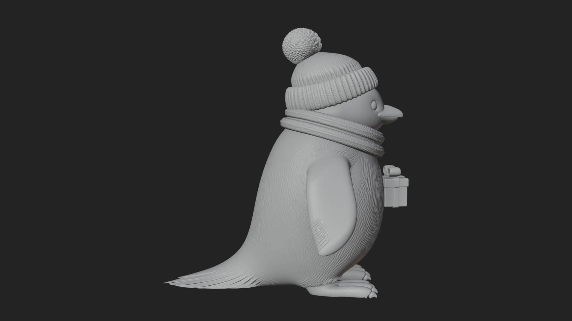 Knit Hat Penguin Statue Design 1 3D Print Model 3D Model