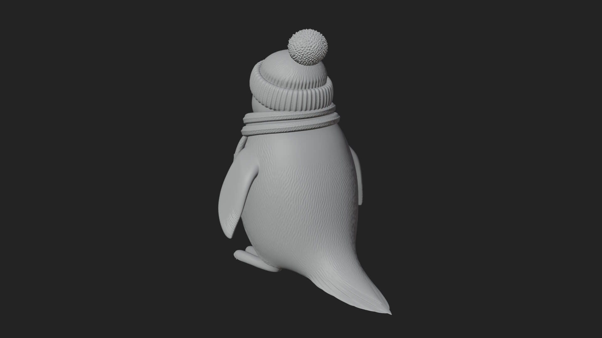 Knit Hat Penguin Statue Design 1 3D Print Model 3D Model