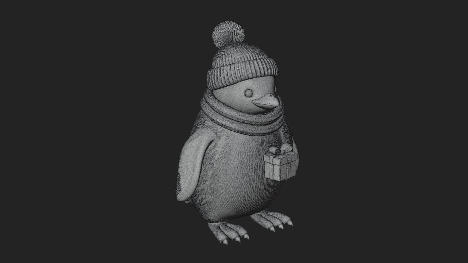 Knit Hat Penguin Statue Design 1 3D Print Model 3D Model