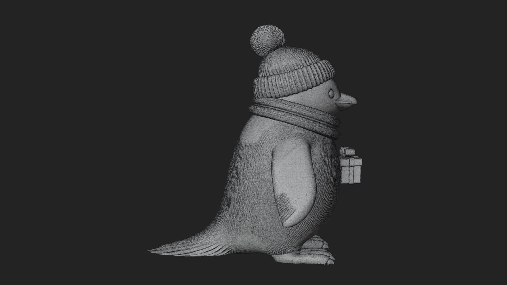 Knit Hat Penguin Statue Design 1 3D Print Model 3D Model