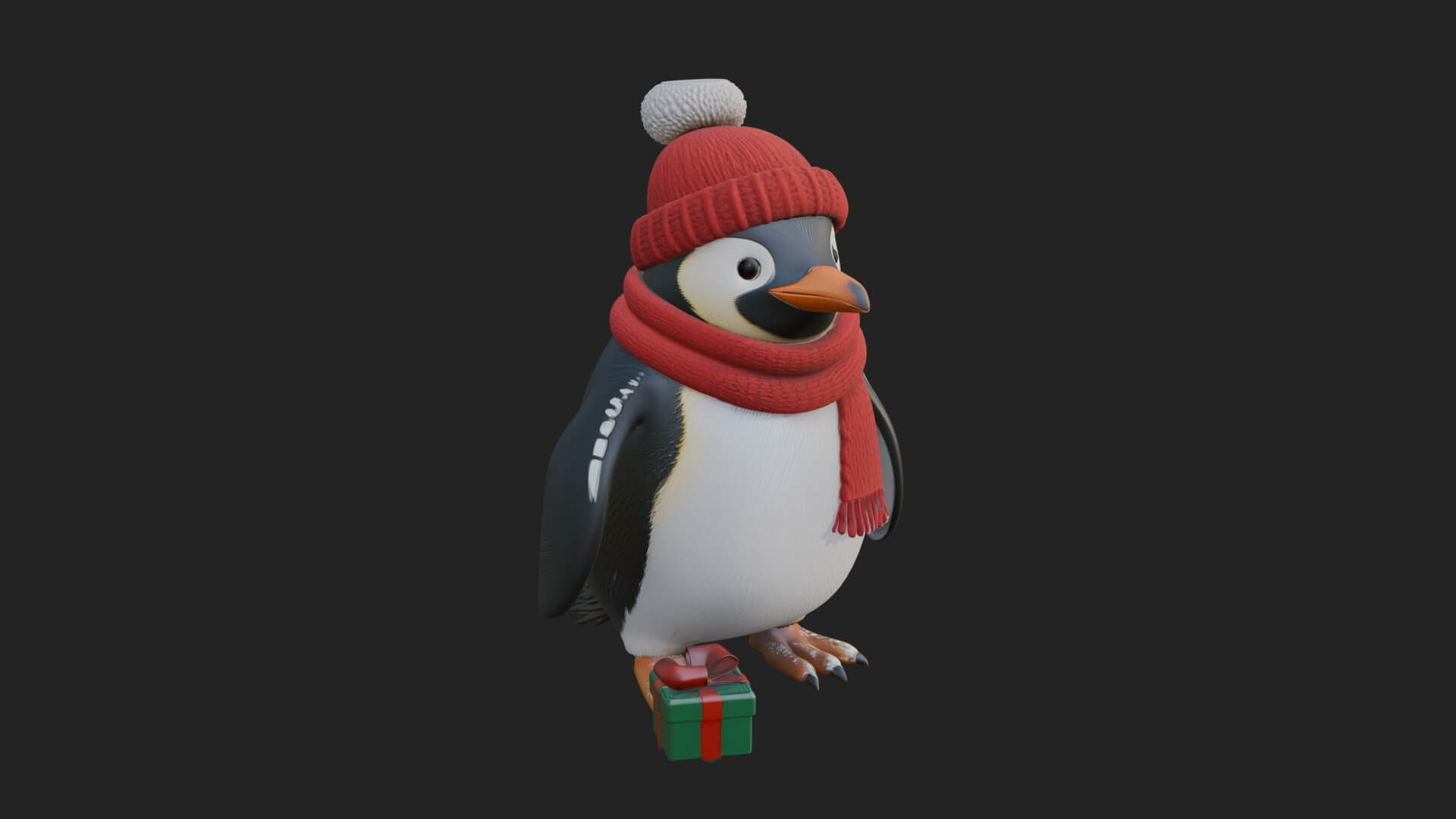 Knit Hat Penguin Statue Design 2 3D Print Model 3D Model