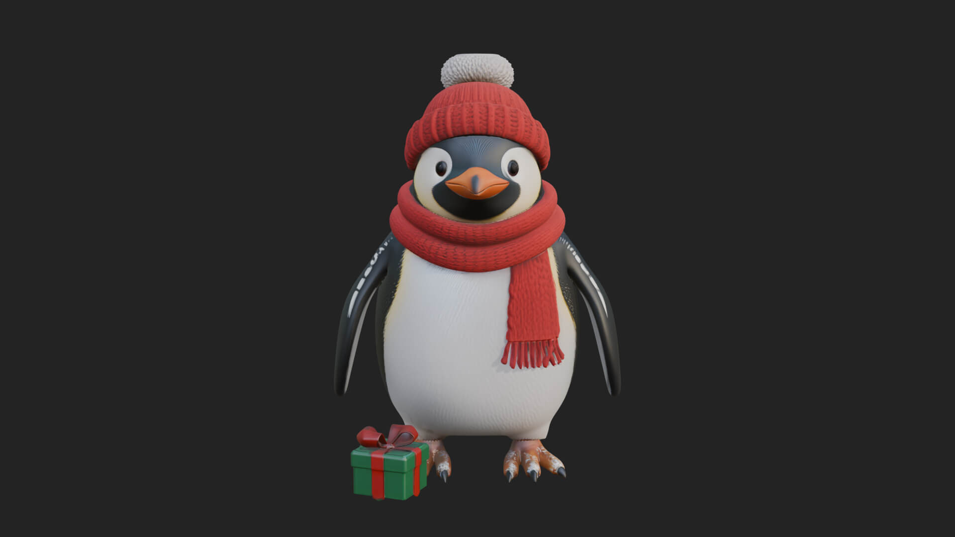 Knit Hat Penguin Statue Design 2 3D Print Model 3D Model