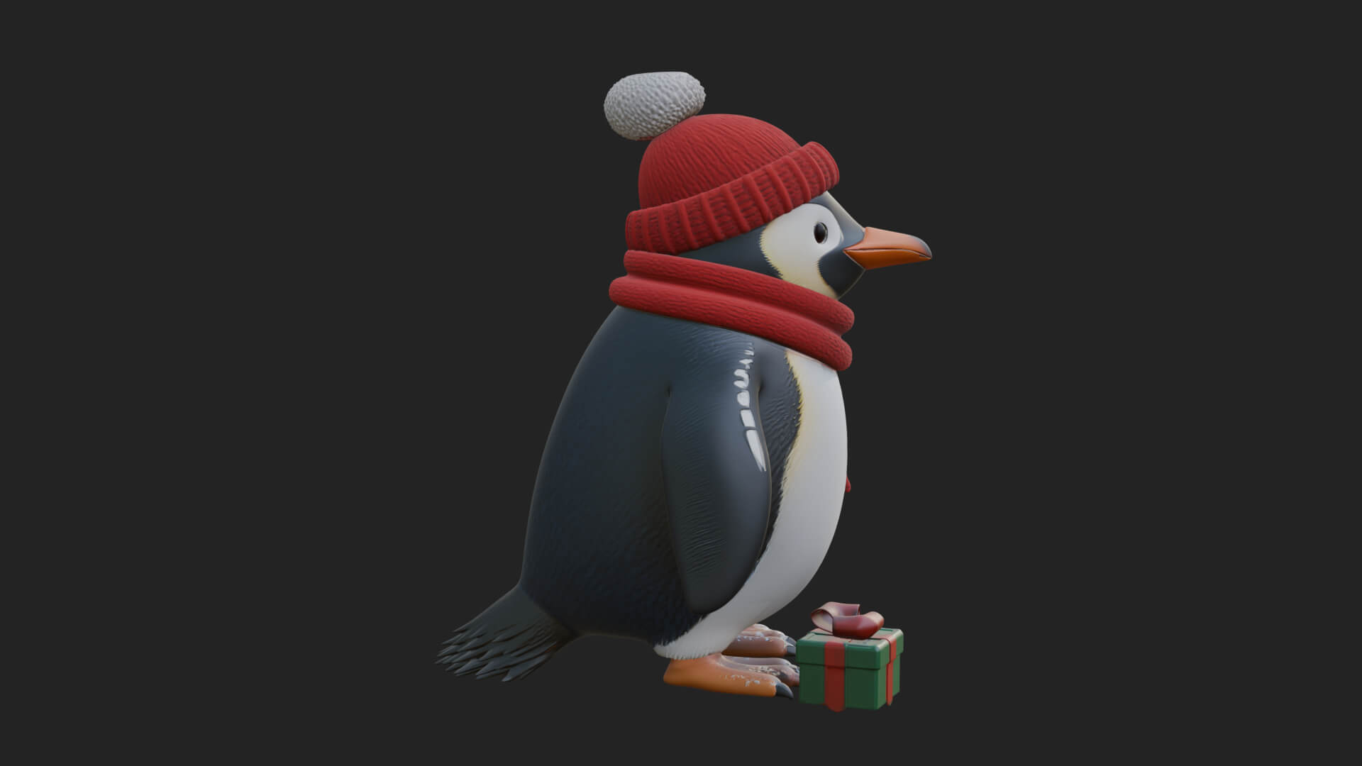 Knit Hat Penguin Statue Design 2 3D Print Model 3D Model