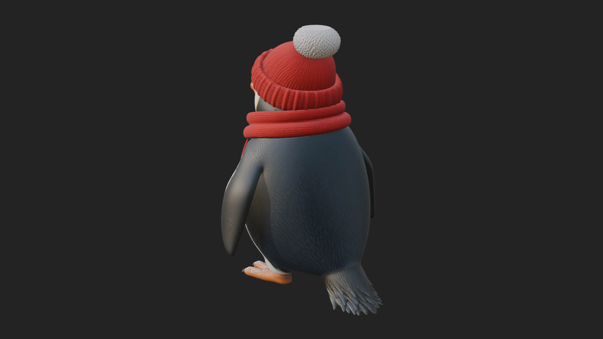 Knit Hat Penguin Statue Design 2 3D Print Model 3D Model