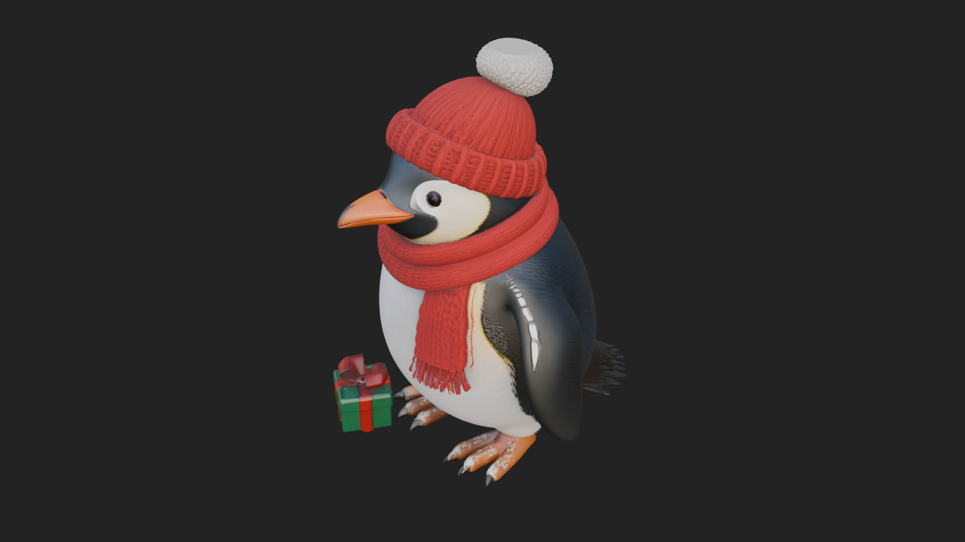 Knit Hat Penguin Statue Design 2 3D Print Model 3D Model