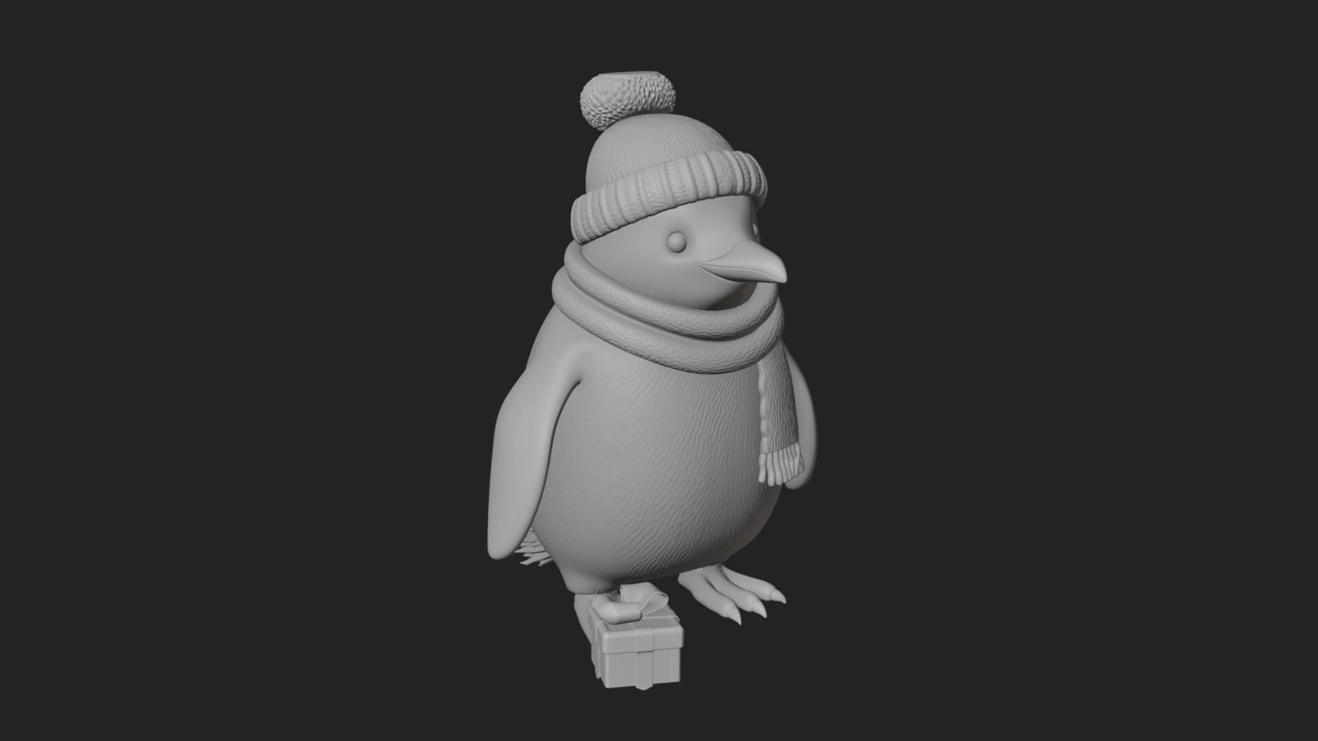 Knit Hat Penguin Statue Design 2 3D Print Model 3D Model