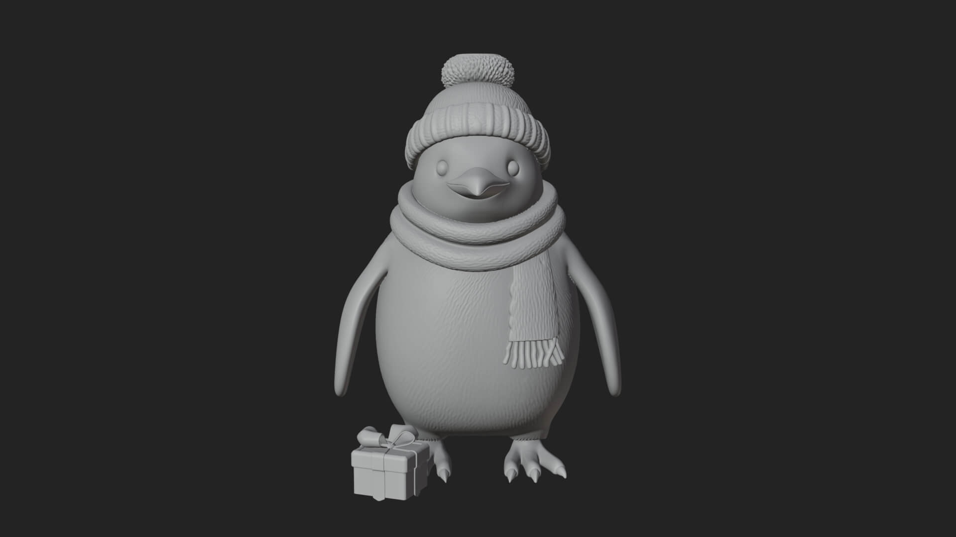 Knit Hat Penguin Statue Design 2 3D Print Model 3D Model