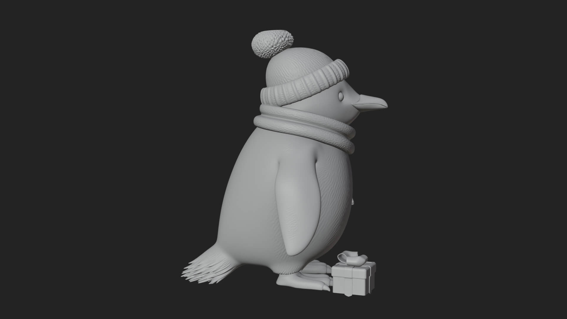 Knit Hat Penguin Statue Design 2 3D Print Model 3D Model