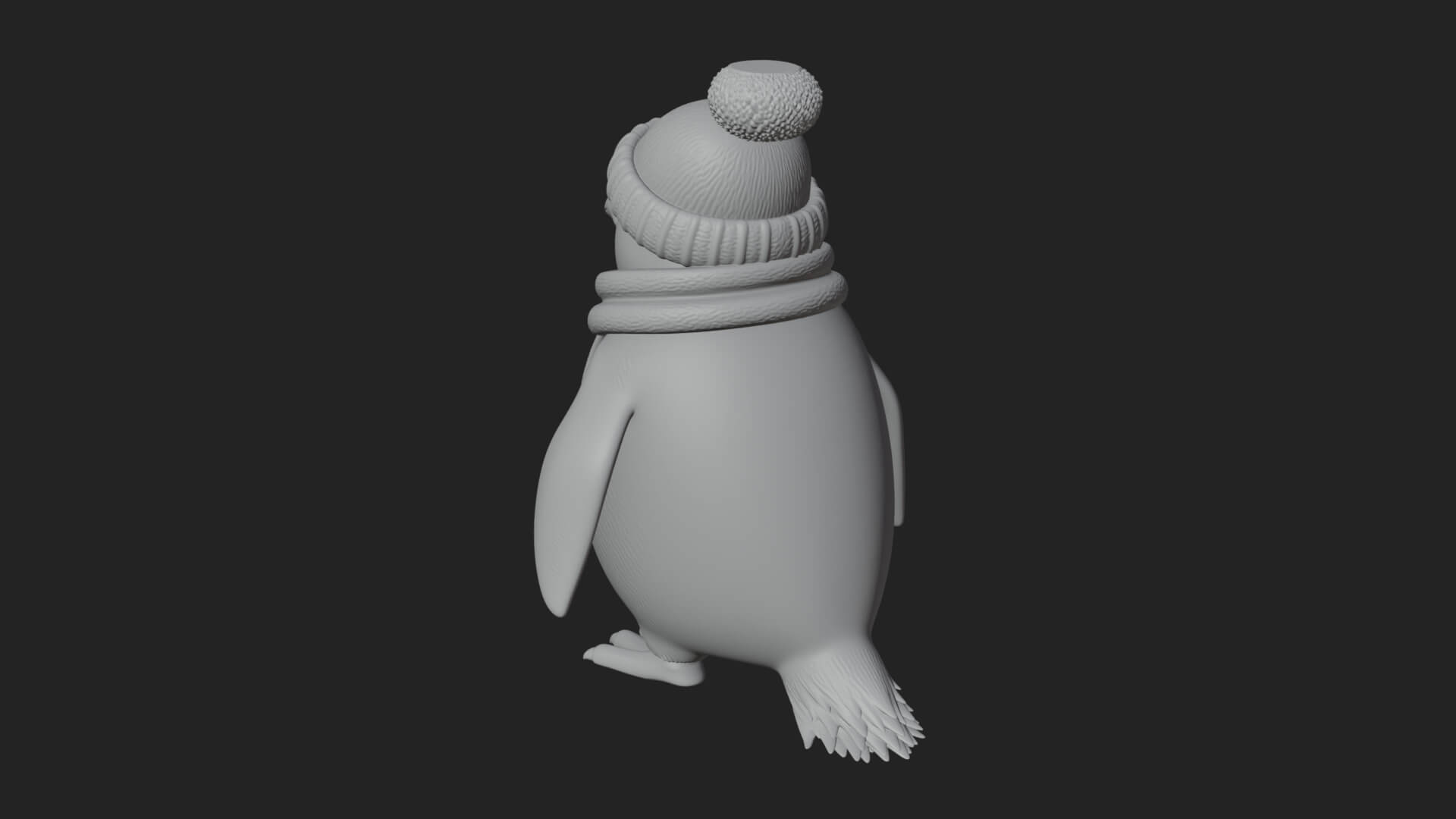 Knit Hat Penguin Statue Design 2 3D Print Model 3D Model