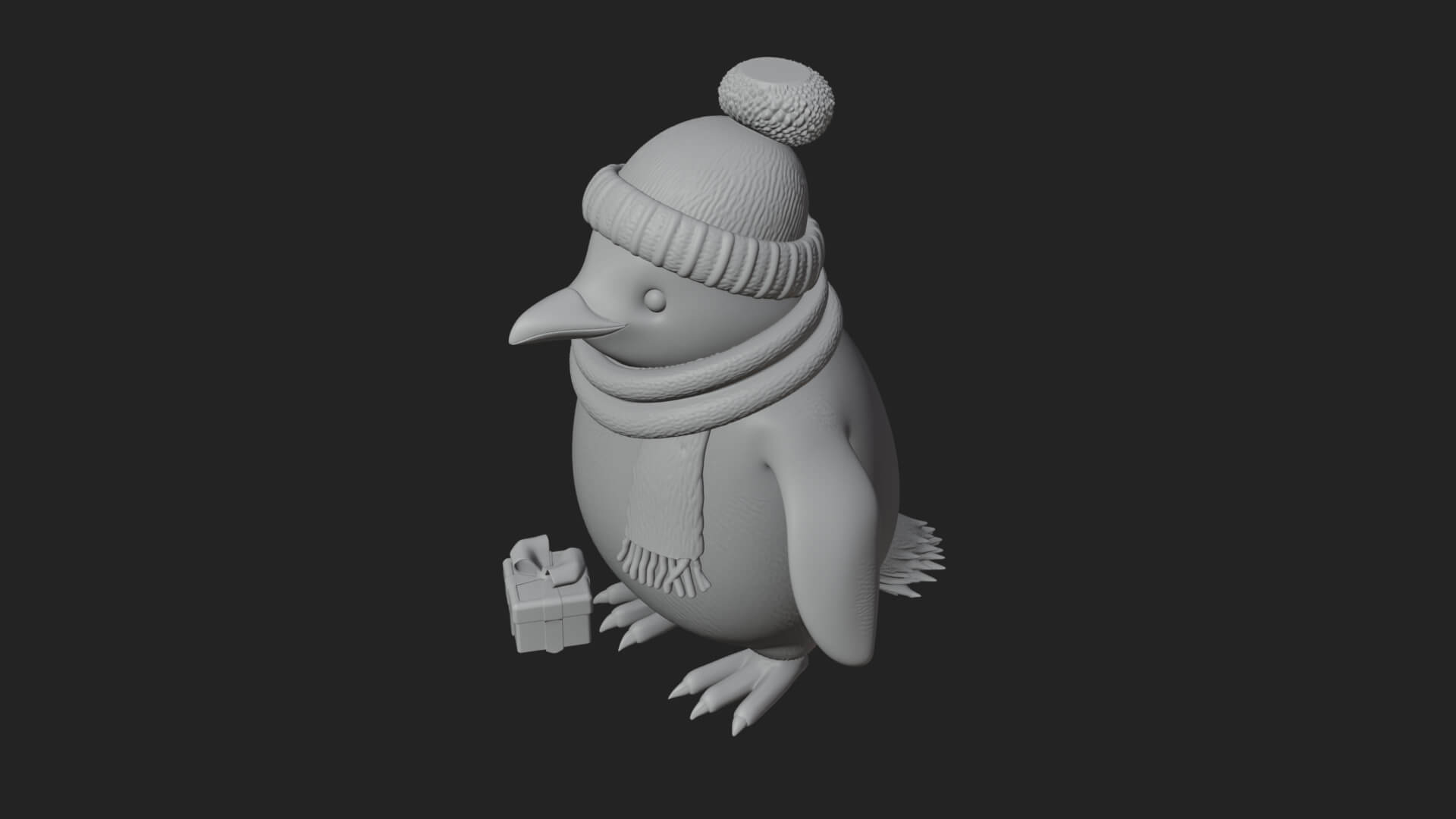 Knit Hat Penguin Statue Design 2 3D Print Model 3D Model
