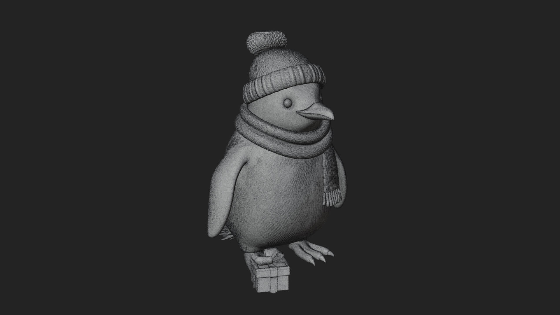 Knit Hat Penguin Statue Design 2 3D Print Model 3D Model