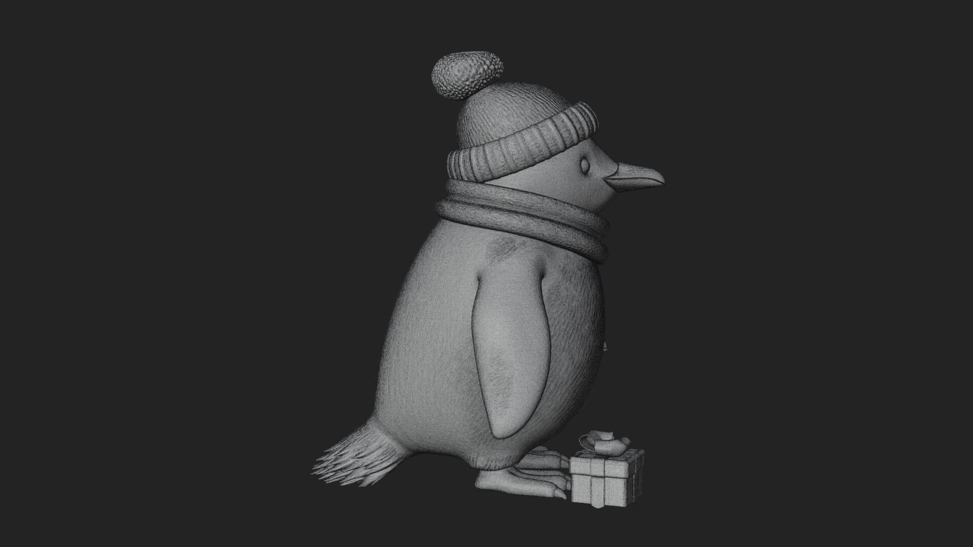 Knit Hat Penguin Statue Design 2 3D Print Model 3D Model