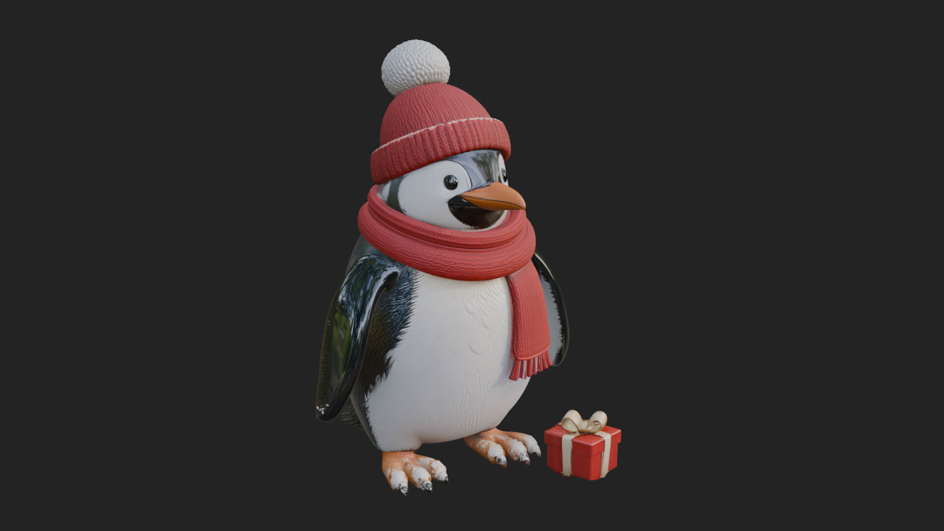 Knit Hat Penguin Statue Design 3 3D Print Model 3D Model