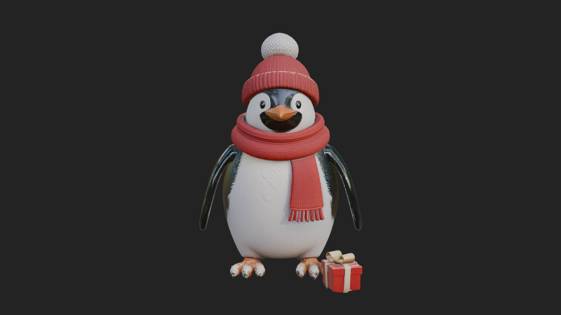 Knit Hat Penguin Statue Design 3 3D Print Model 3D Model