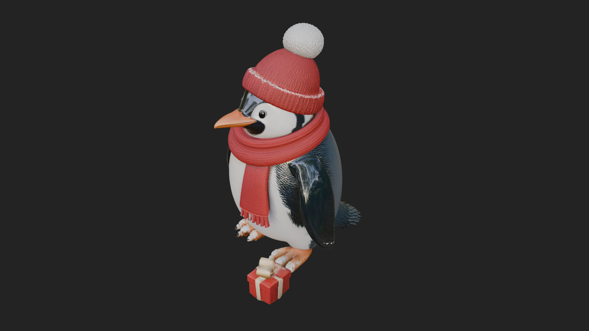 Knit Hat Penguin Statue Design 3 3D Print Model 3D Model