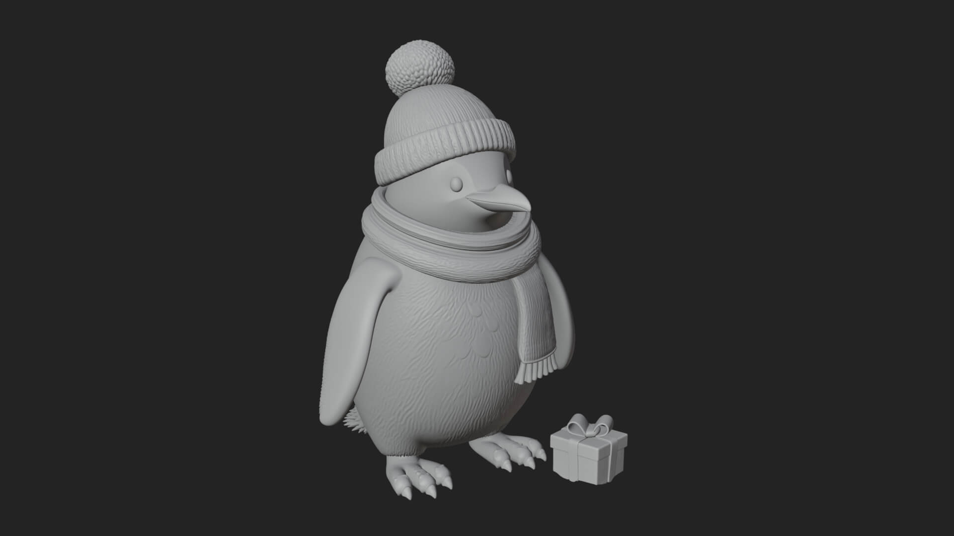 Knit Hat Penguin Statue Design 3 3D Print Model 3D Model
