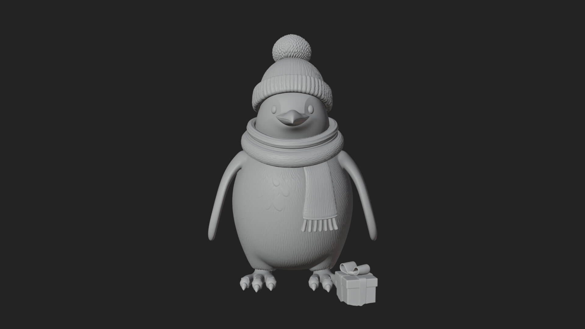 Knit Hat Penguin Statue Design 3 3D Print Model 3D Model