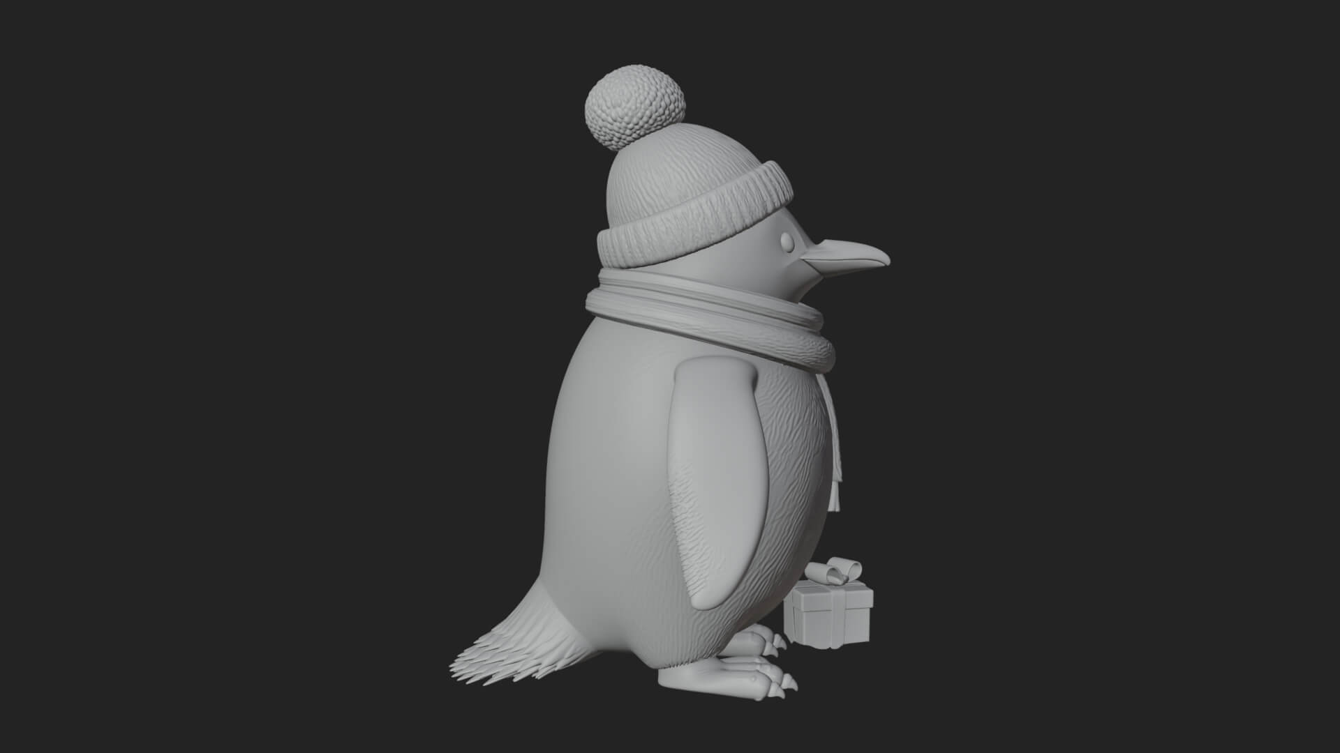 Knit Hat Penguin Statue Design 3 3D Print Model 3D Model