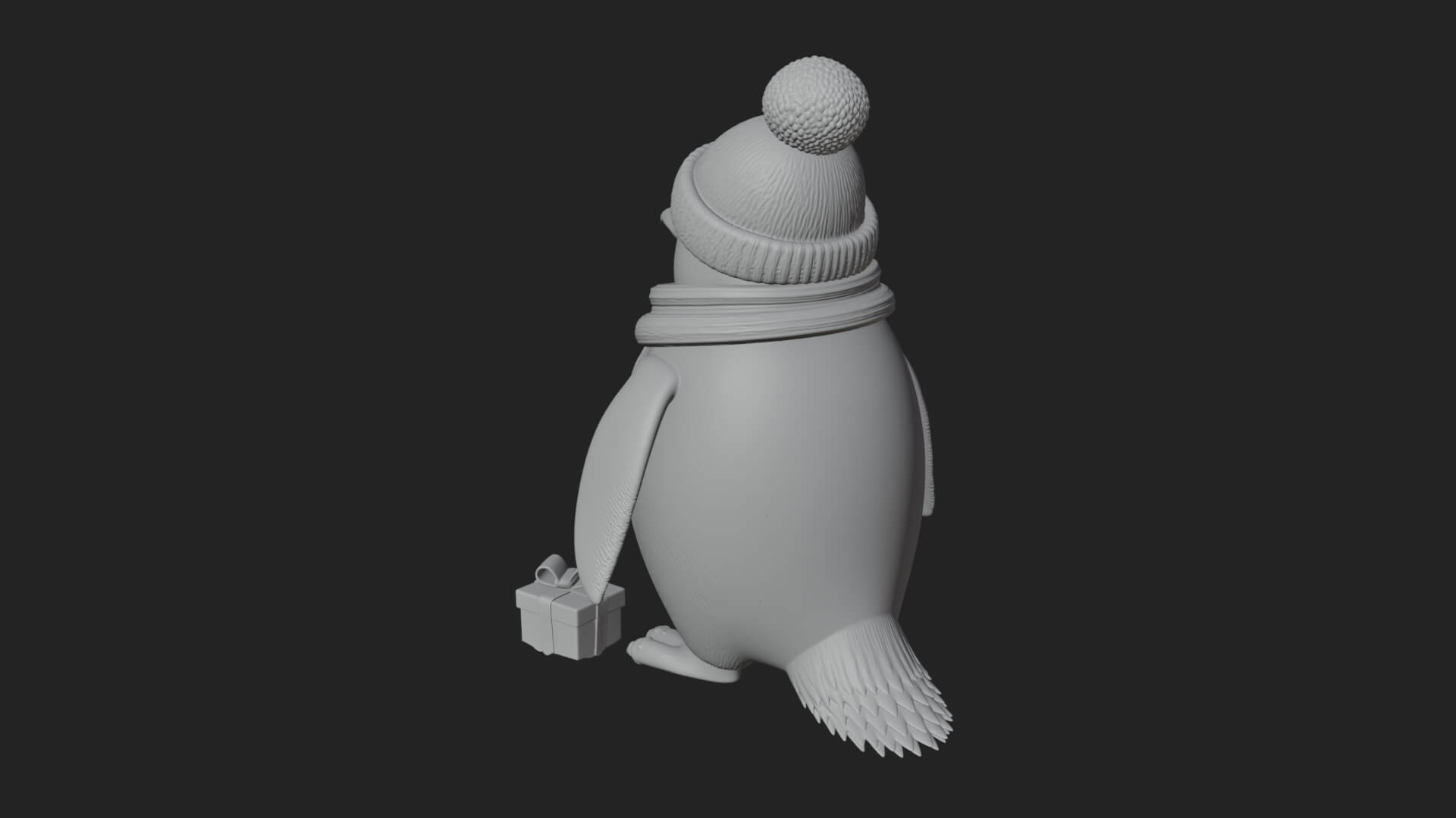 Knit Hat Penguin Statue Design 3 3D Print Model 3D Model