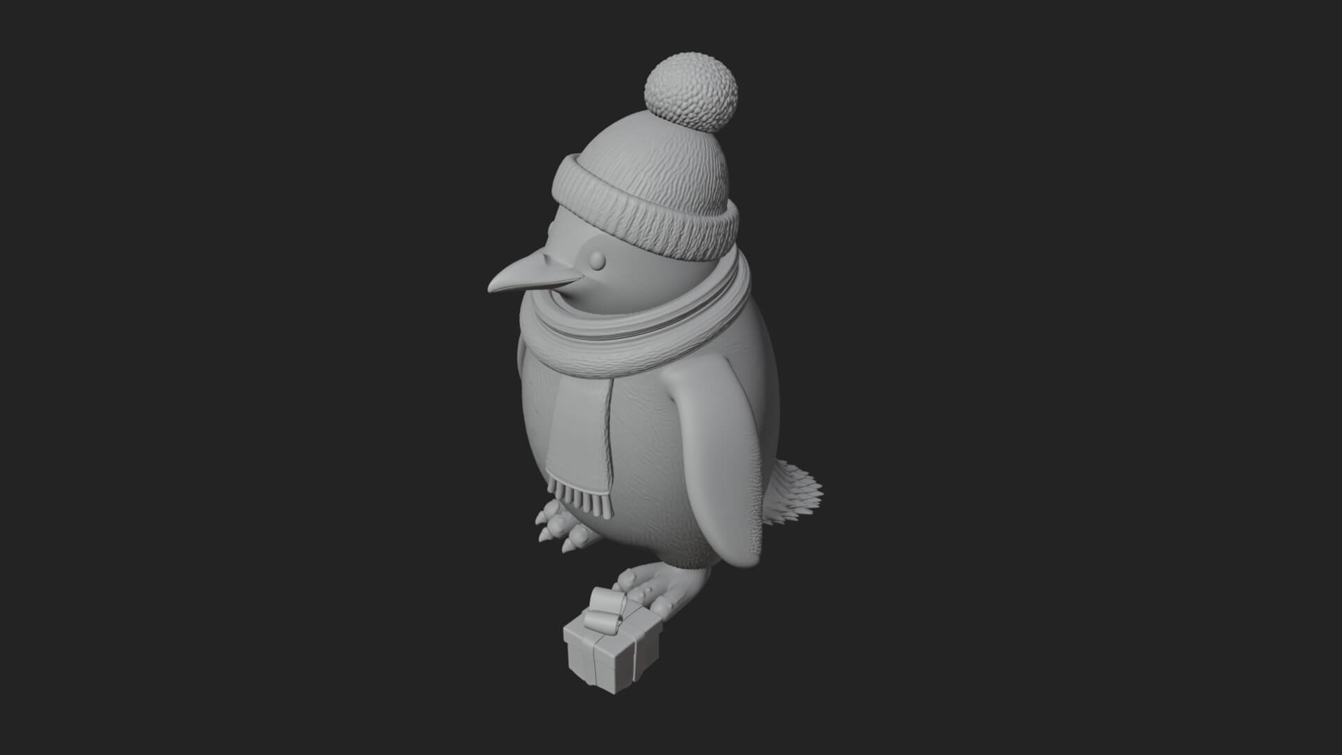 Knit Hat Penguin Statue Design 3 3D Print Model 3D Model
