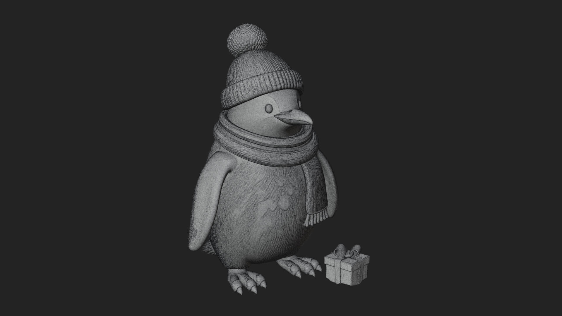 Knit Hat Penguin Statue Design 3 3D Print Model 3D Model