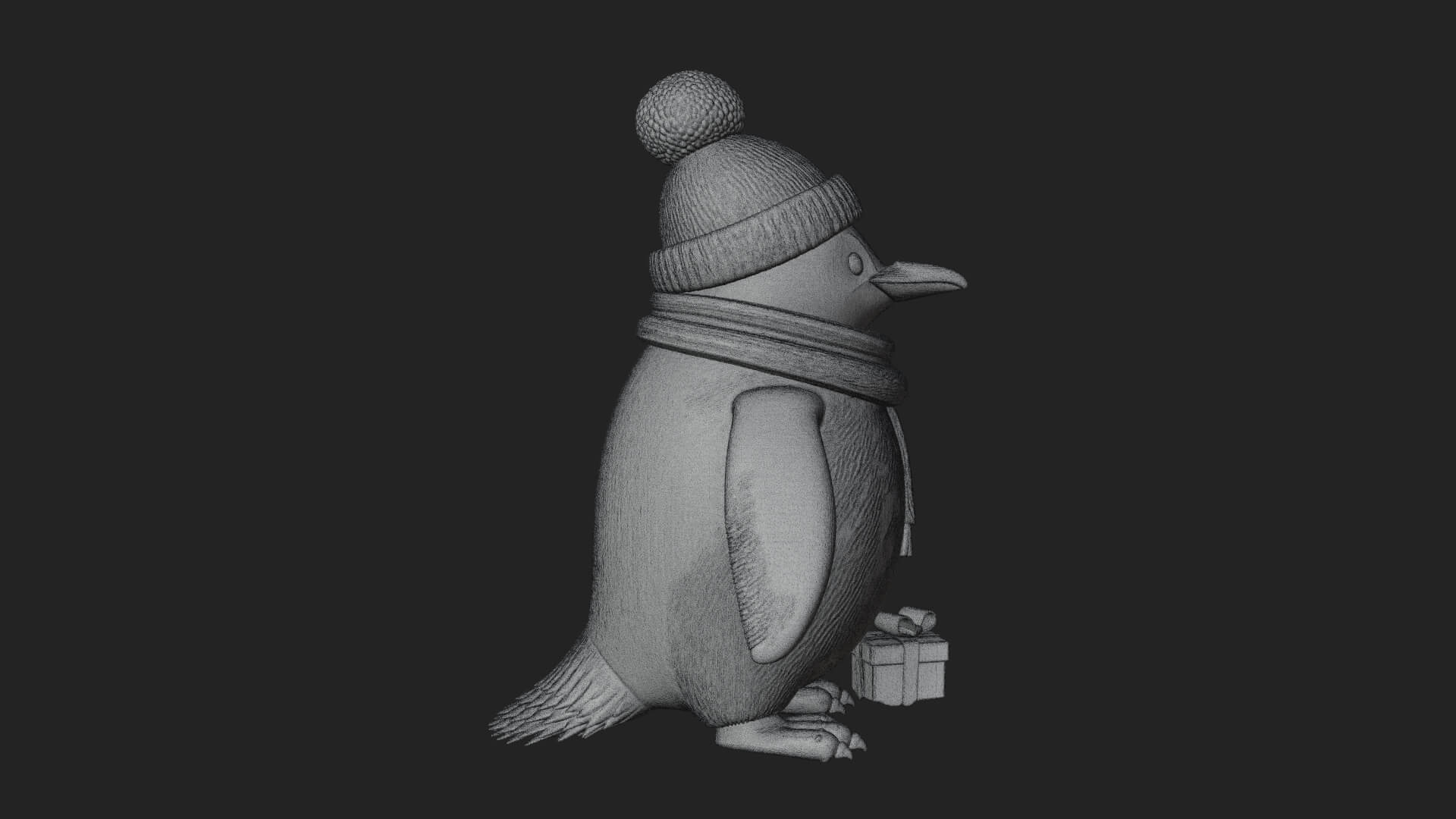 Knit Hat Penguin Statue Design 3 3D Print Model 3D Model