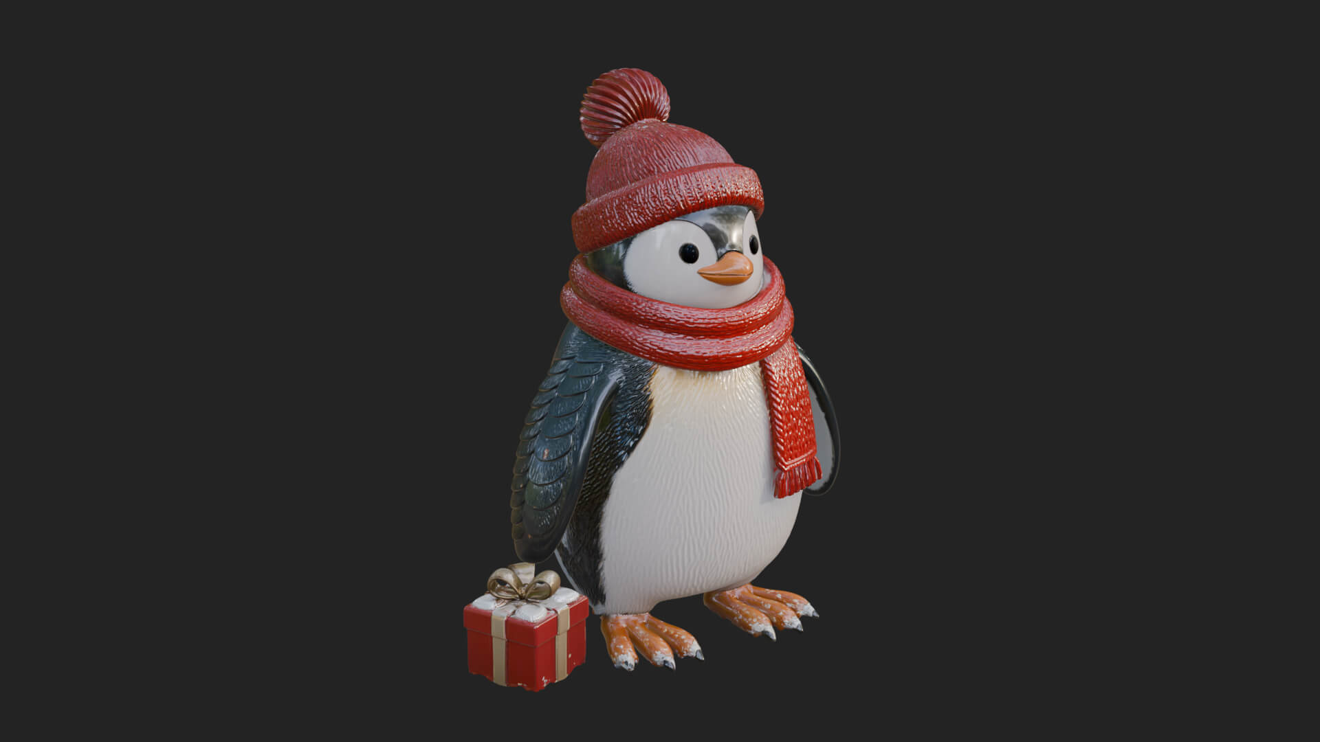 Knit Hat Penguin Statue Design 4 3D Print Model 3D Model