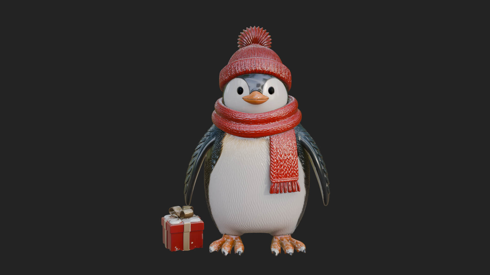 Knit Hat Penguin Statue Design 4 3D Print Model 3D Model