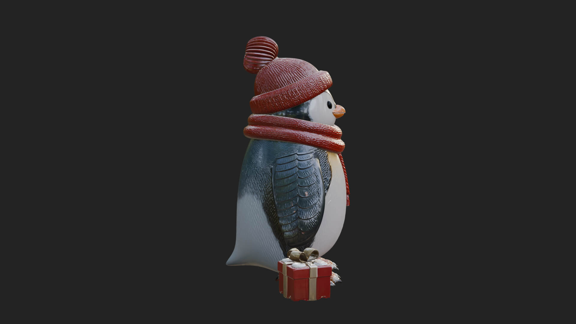 Knit Hat Penguin Statue Design 4 3D Print Model 3D Model