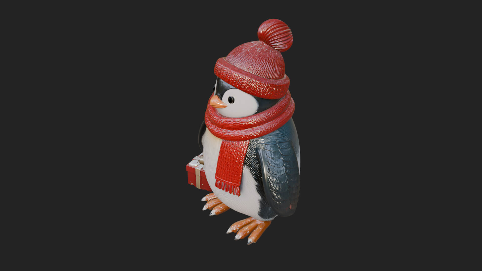 Knit Hat Penguin Statue Design 4 3D Print Model 3D Model