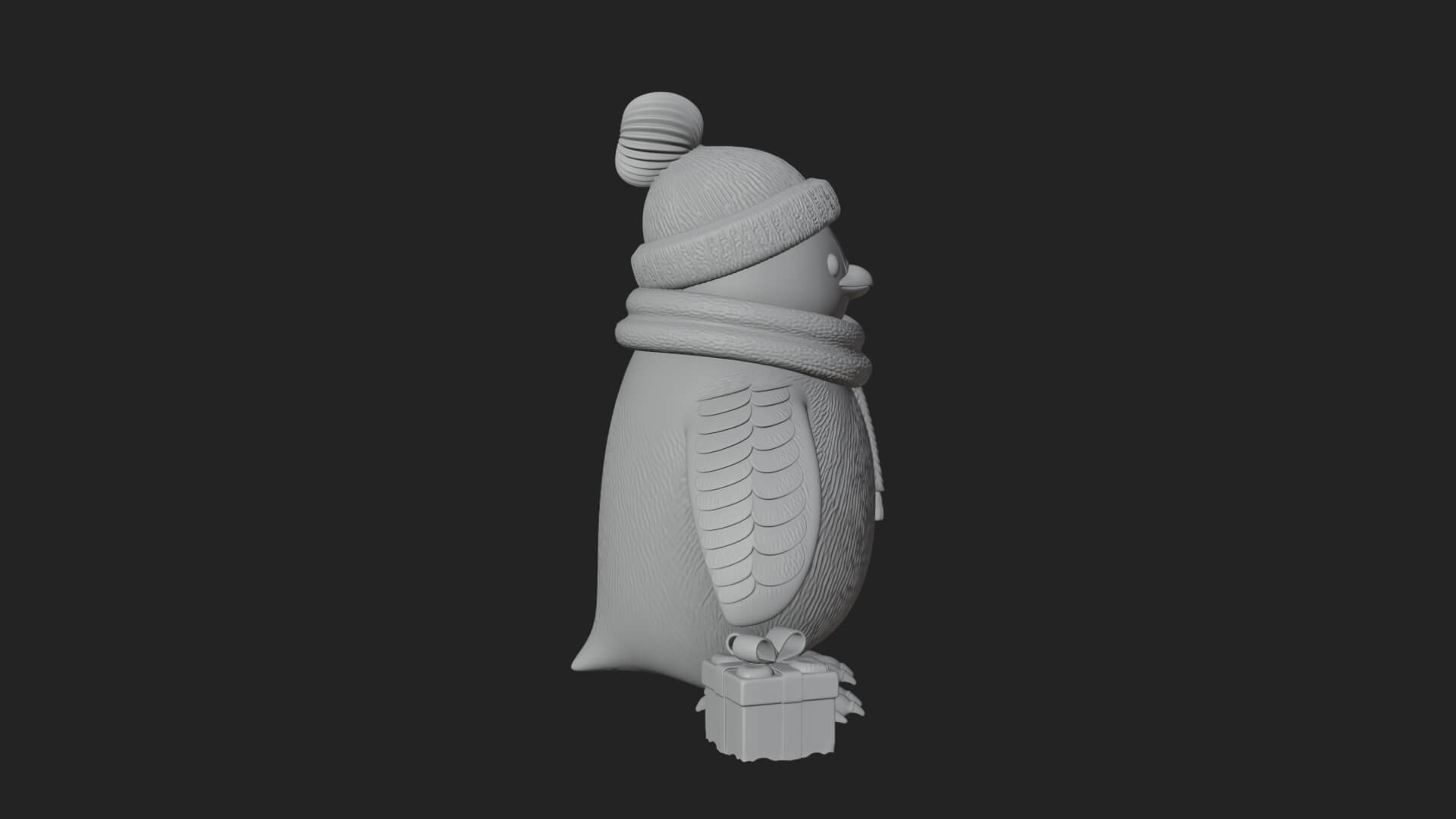 Knit Hat Penguin Statue Design 4 3D Print Model 3D Model