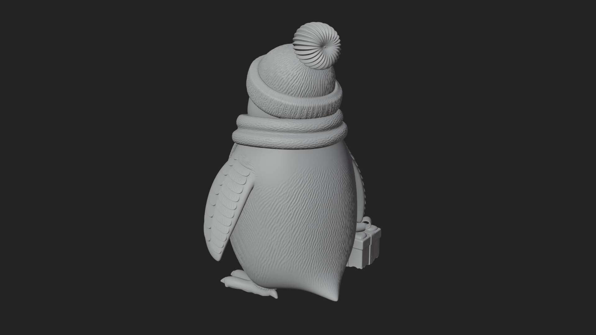 Knit Hat Penguin Statue Design 4 3D Print Model 3D Model