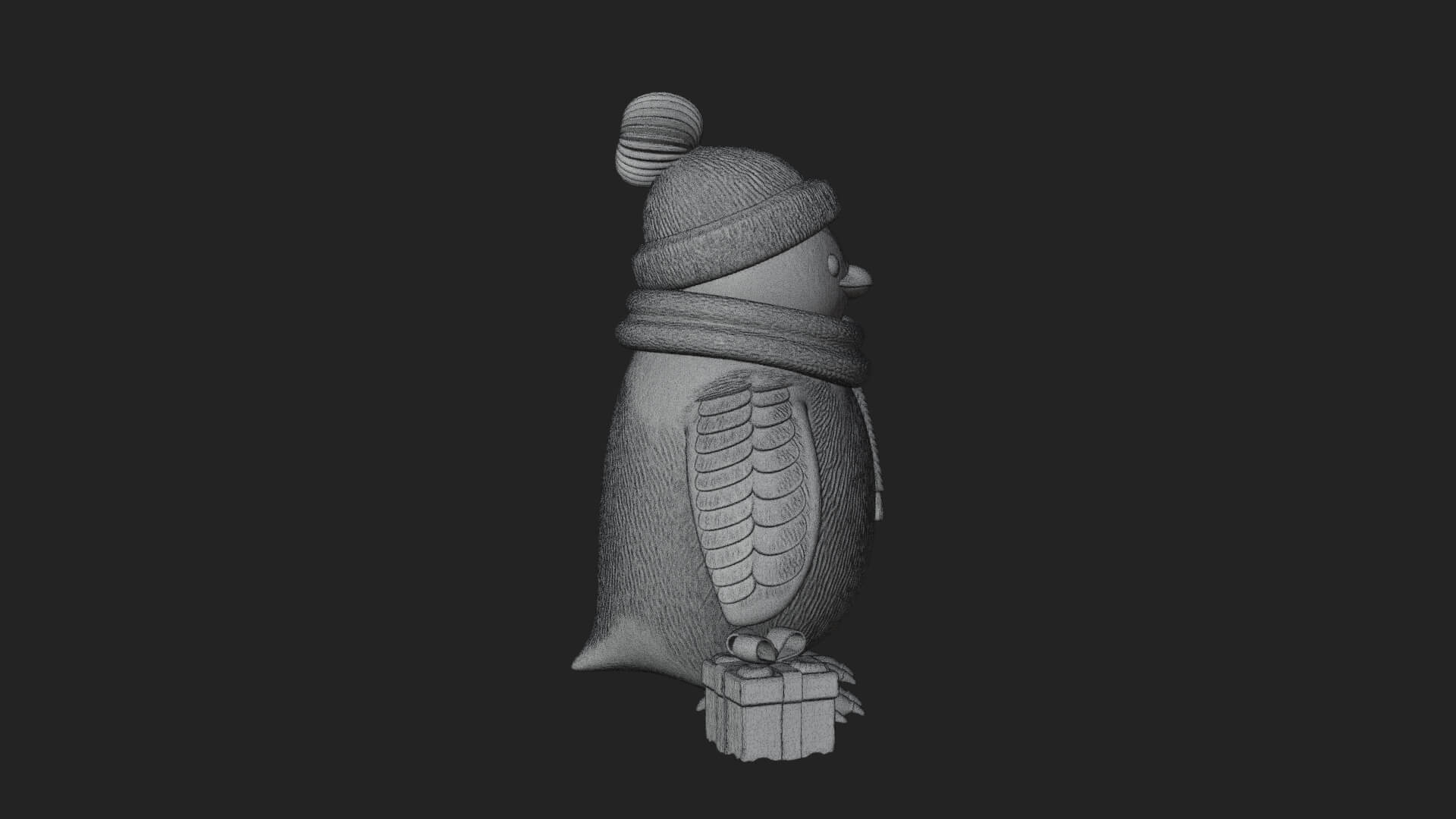 Knit Hat Penguin Statue Design 4 3D Print Model 3D Model
