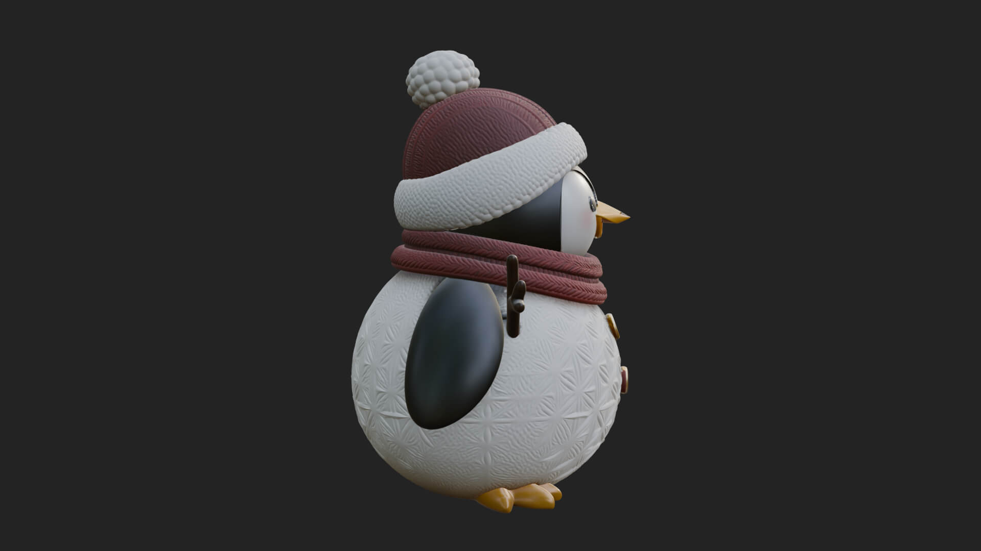 Knit Hat Penguin Statue Design 5 3D Print Model 3D Model