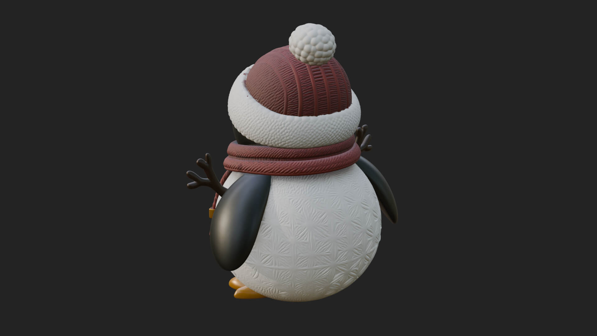 Knit Hat Penguin Statue Design 5 3D Print Model 3D Model