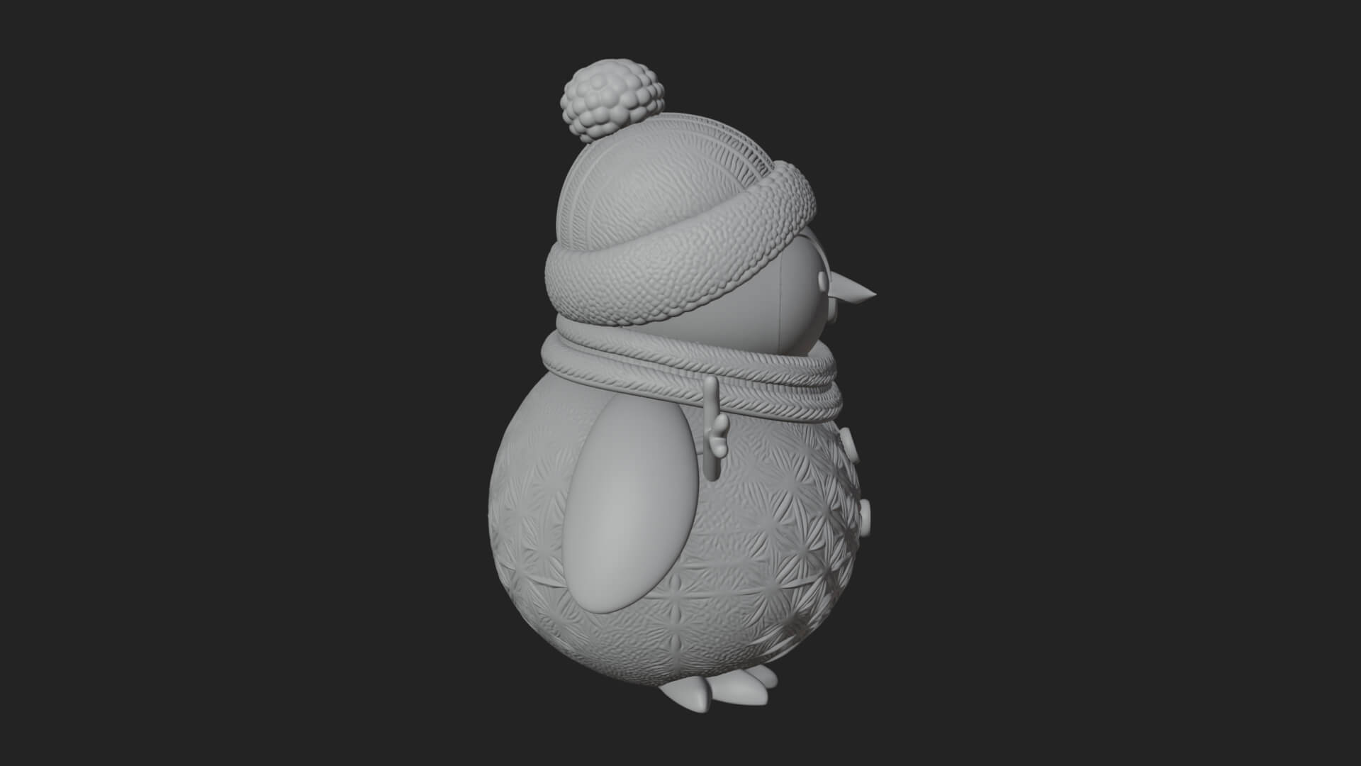 Knit Hat Penguin Statue Design 5 3D Print Model 3D Model