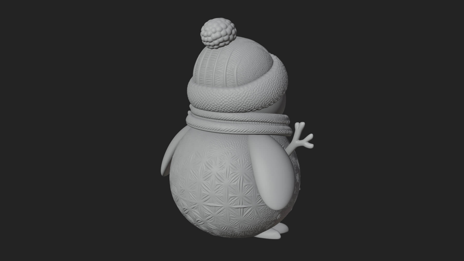 Knit Hat Penguin Statue Design 5 3D Print Model 3D Model